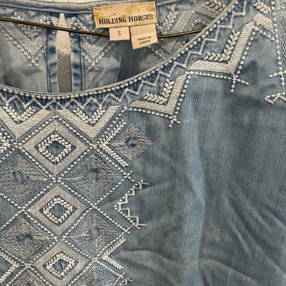 Holding Horses Chambray Mini Blue Dress size Size - Picture 8 of 8